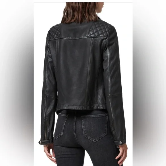 NWT AllSaints Leather Cargo Biker Jacket